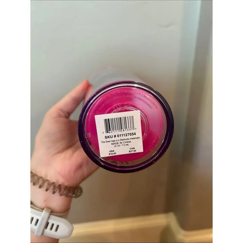 Starbucks Holiday Hot Pink Floral Color-Change Tumbler with Straw